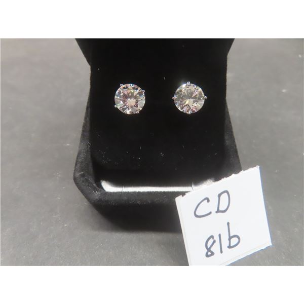 New Platinum Plated Simulated Diamond Stud Earrings