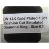 Image 9 : New 14K Gold Plated Cushion Cut Simulated Diamond Ring Size 6