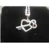 Image 2 : New Platinum Plated Simulated Diamond "Key To My Heart" Necklace Adjustable Chain 16"–18" Long