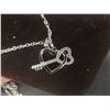 Image 6 : New Platinum Plated Simulated Diamond "Key To My Heart" Necklace Adjustable Chain 16"–18" Long