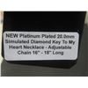 Image 7 : New Platinum Plated Simulated Diamond "Key To My Heart" Necklace Adjustable Chain 16"–18" Long