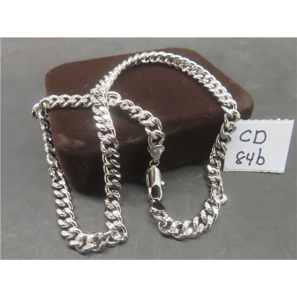 New Platinum Plated Cuban Link Necklace 18" Long