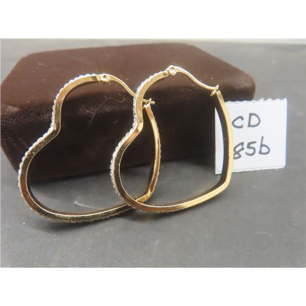 New 18K Gold Plated Simulated Diamond Heart Hoop Earrings