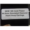 Image 7 : New 18K Gold Plated Simulated Diamond Heart Hoop Earrings