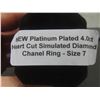 Image 8 : New Platinum Plated Heart Cut Simulated Diamond Chanel Ring Size 7