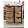 Image 1 : Two Wicker and Wood Basket Storage Units