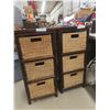 Image 8 : Two Wicker and Wood Basket Storage Units