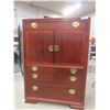 Image 1 : Chinoiserie-Style Mahogany Highboy With Brass Hardware