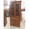 Image 1 : Corner Style Oak Display Cabinet With Glass Doors
