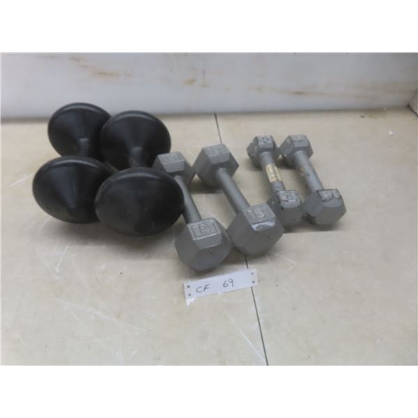 Steel and Plastic Dumbbells, 46 Pounds