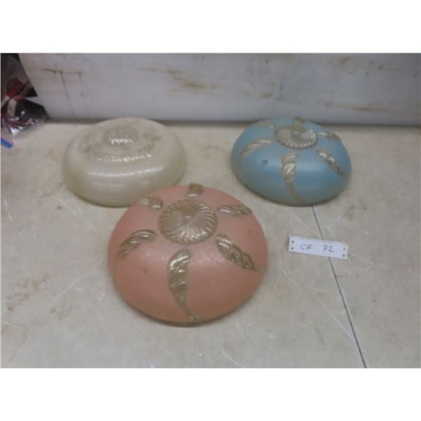 Three Antique Glass Lamp Shades