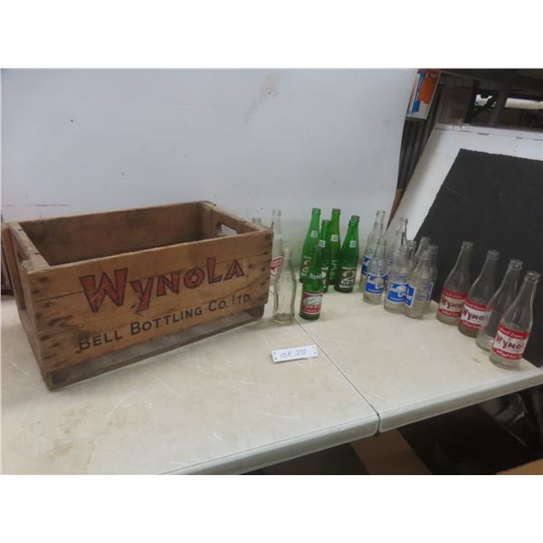 Wynola Wooden Soda Crate With 24 Assorted Vintage Soda Bottles