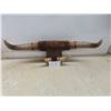 Image 1 : Mounted Longhorn Steer Horns With Leather and Faux Fur Wrapped Wall Mount, 26" Across