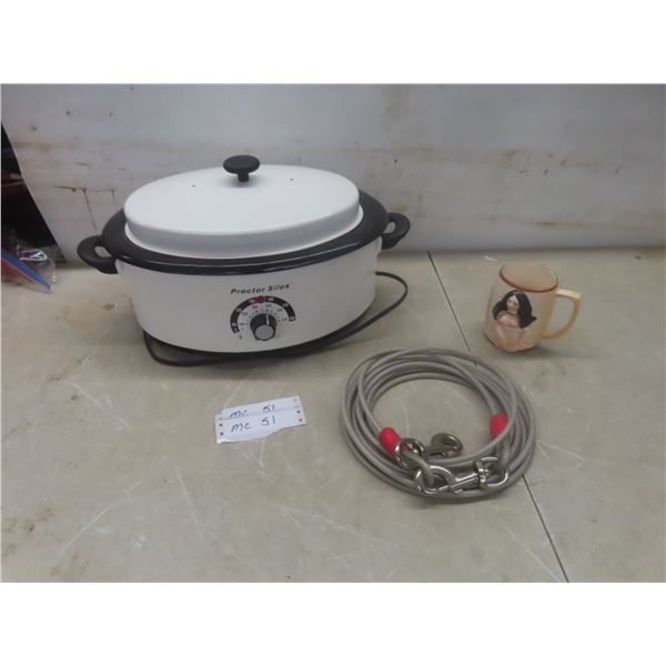 Proctor Silex Electric Roaster, "Let Them Swing" Coffee Mug and Dog Lead