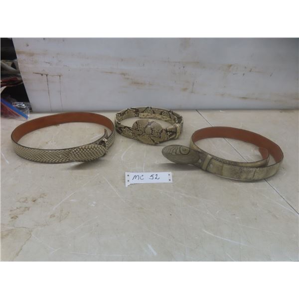 Three Exotic Leather Belts
