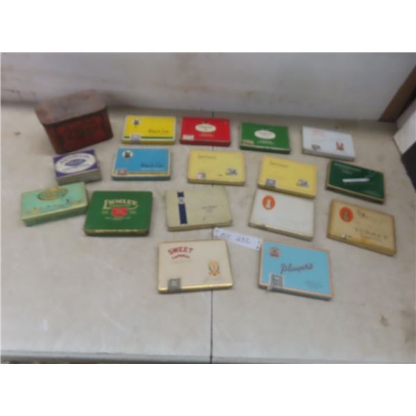 Seventeen Assorted Vintage Tobacco Tins - Black Cat, Lumley, Sweet Caps, and More