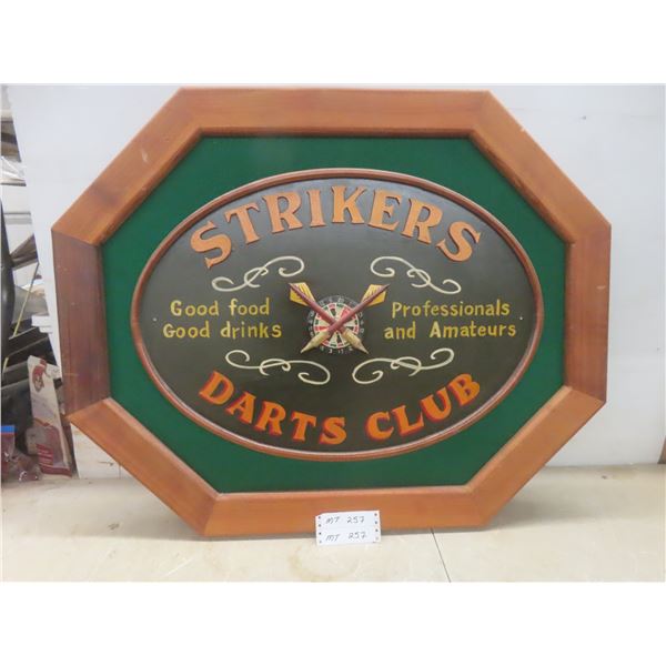 Strikers Darts Club Wooden Sign