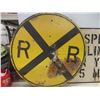Image 10 : 2 Metal Signs - RR Crossing 30" Diameter and Speed Limit in Yard