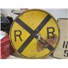 Image 2 : 2 Metal Signs - RR Crossing 30" Diameter and Speed Limit in Yard