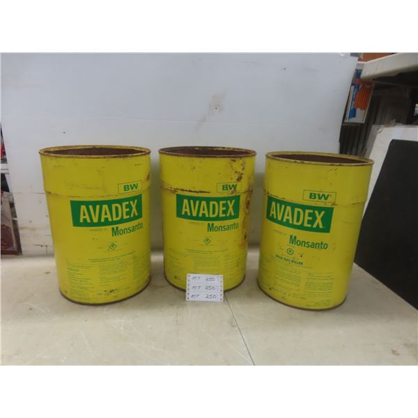 Three Monsanto Avadex Five-Gallon Cans