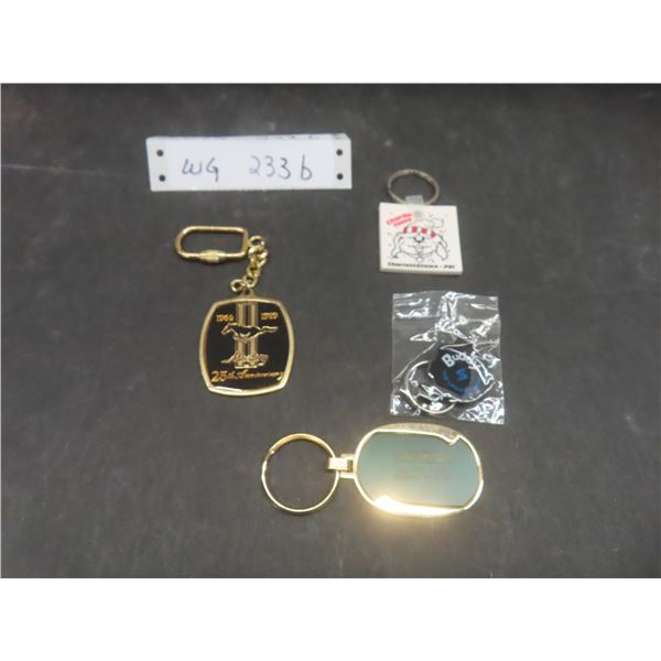4 Keychains including 25th Anniversary Mustang 1964-1989