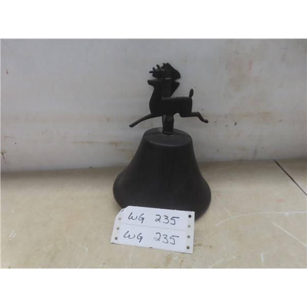 Cast Iron Reindeer Dinner Bell 8" High