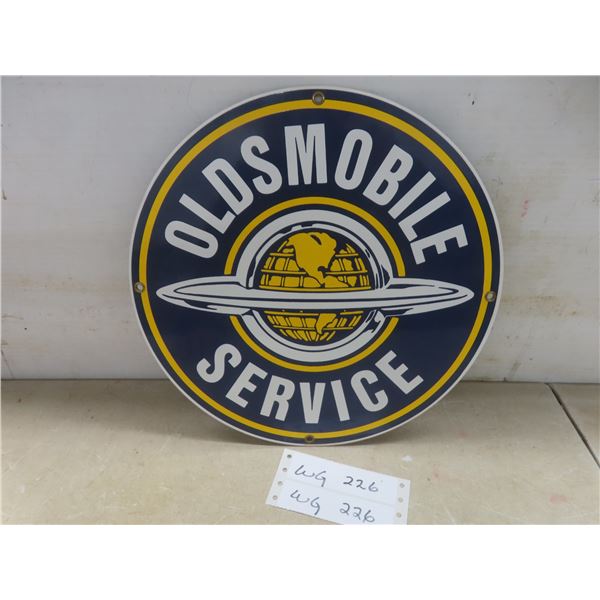 Oldsmobile Service Porcelain Sign Reproduction 11 1/4" Diameter