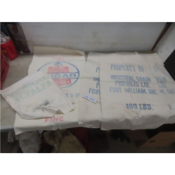 Pound Grain Sacks - Fort William Ontario. 100 Pound Sugar Sack - Manitoba Sugar Co. 50 Pound Vernal