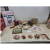 Image 1 : Metal Sign Security, Shelf Decor, and Five Petit Point Unframed Pictures and More