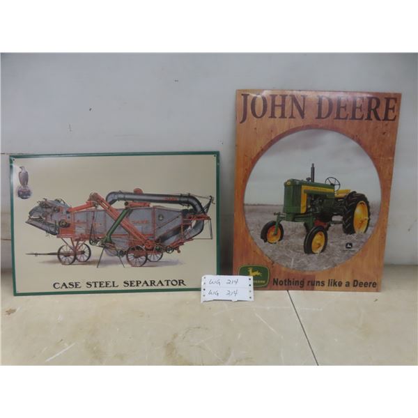 Two Modern Metal Signs: Case Steel Separator and John Deere