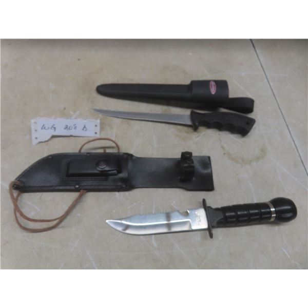 Berkley Fillet Knife With Sheath and Fixed Blade Hunting Knife With Compass