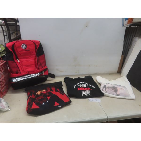 Three T-Shirts Size XL Including Garth Brooks and Mack Trucks and a Stantec Insulated Backpack