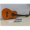 Image 1 : Hondo Acoustic Guitar - Needs Strings and Victory Harmonica