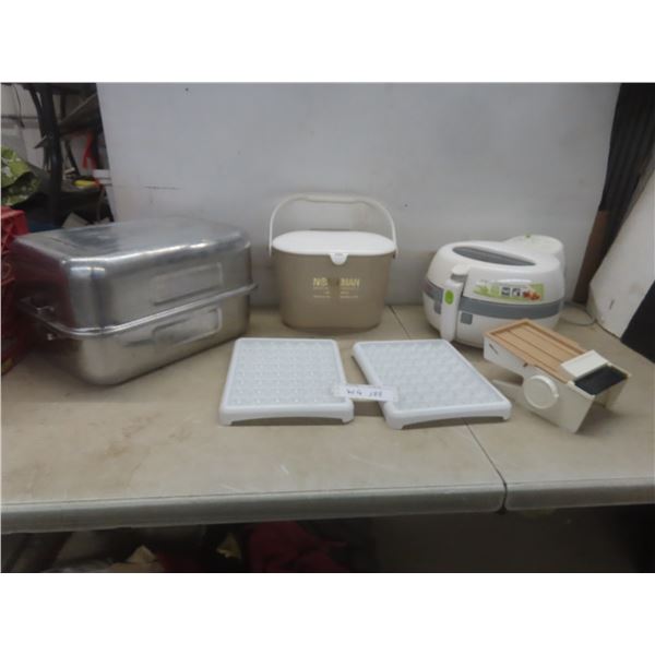 Roaster, Cabbage Slicer, T-Fal Activity, and Ice Cube Trays