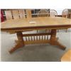 Image 3 : Oak Oval Dining Table With Pedestal, 4 Leaves (10") and Six Matching Chairs