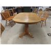 Image 6 : Oak Oval Dining Table With Pedestal, 4 Leaves (10") and Six Matching Chairs