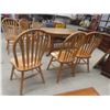 Image 9 : Oak Oval Dining Table With Pedestal, 4 Leaves (10") and Six Matching Chairs