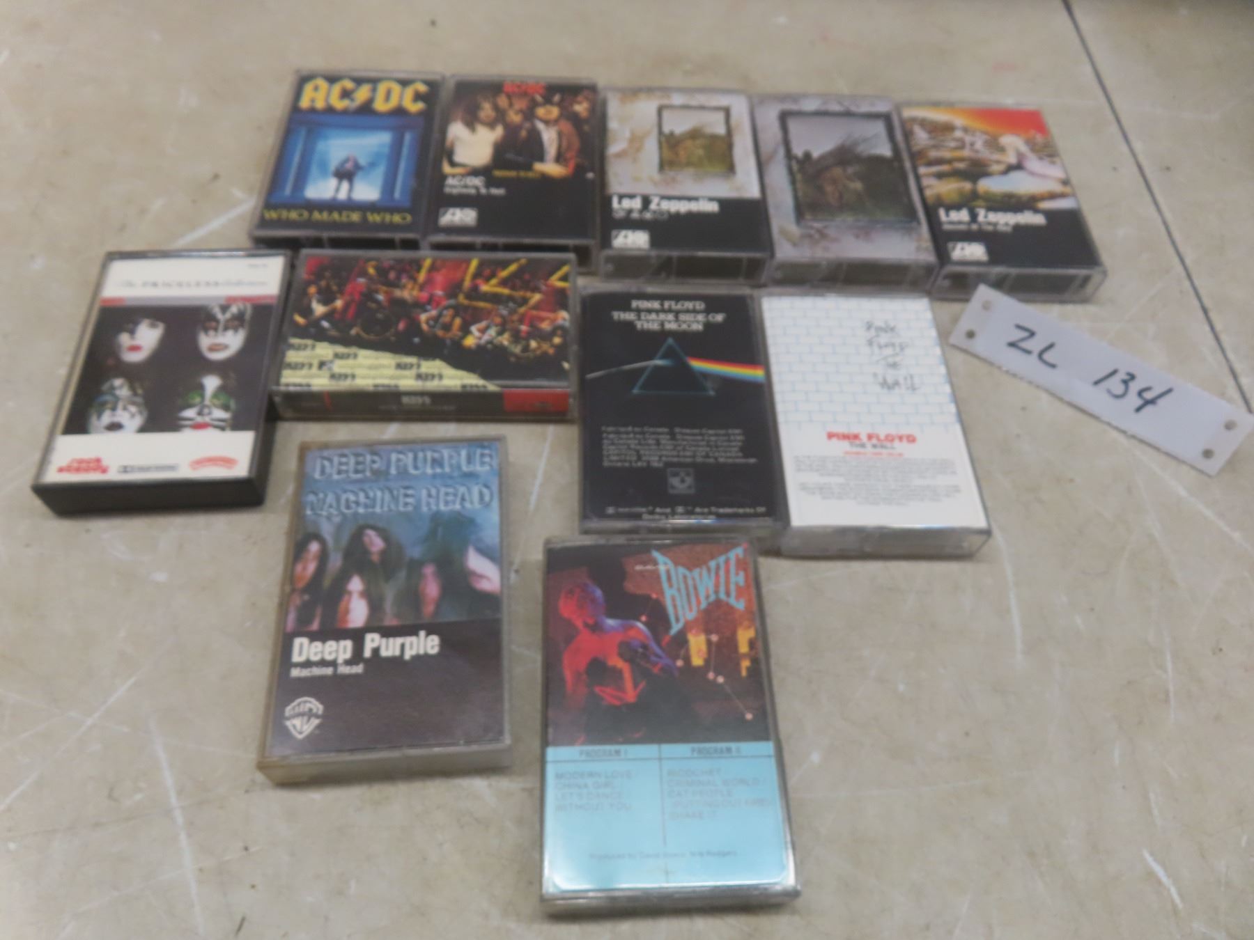 Eleven Rock Cassettes Including Led Zeppelin, AC/DC, Kiss, Pink Floyd ...