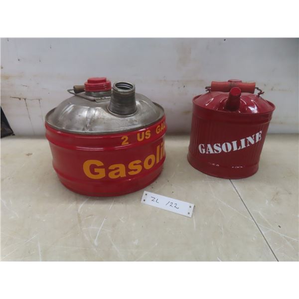 Two Metal Gas Containers, One Missing Cap