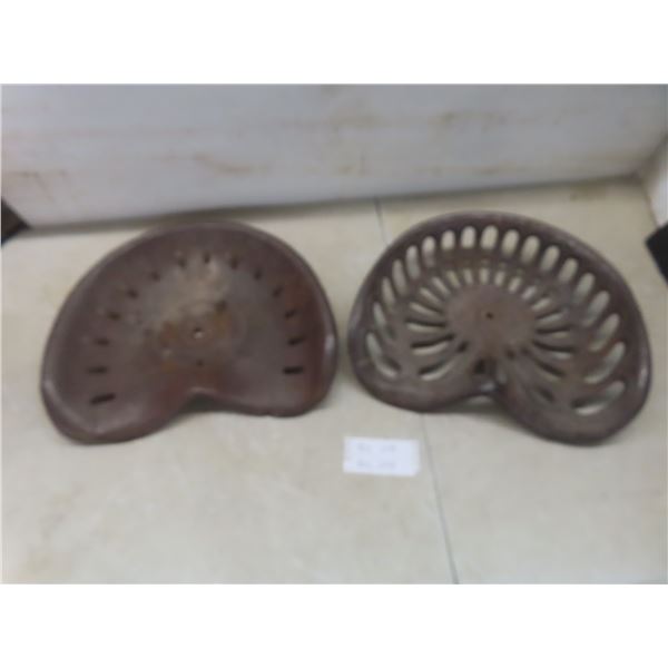 Two Tractor Implement Seats, One Cast and One Metal
