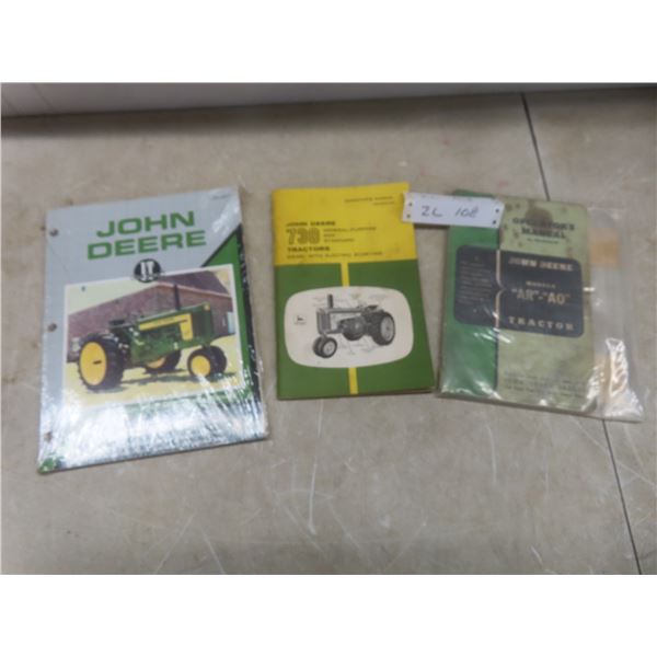 Three John Deere Tractor Manuals for Models AR, AO, 720, and 730