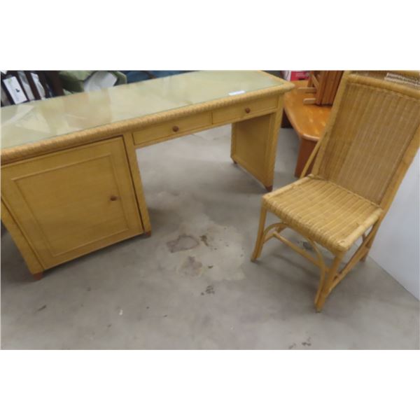 Wicker Desk With Chair