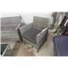 Image 3 : Six Piece Sunroom Or Patio Wicker Style Set - 2 Arm Chairs, 2 Stands, Décor