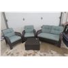 Image 1 : Five Piece Wicker Sunroom Or Patio Set  - 2 Chairs, Coffee Table and Ottaman