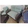 Image 2 : Five Piece Wicker Sunroom Or Patio Set  - 2 Chairs, Coffee Table and Ottaman