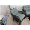 Image 8 : Five Piece Wicker Sunroom Or Patio Set  - 2 Chairs, Coffee Table and Ottaman