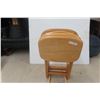 Image 1 : Four Folding Wooden TV Tables In Rack