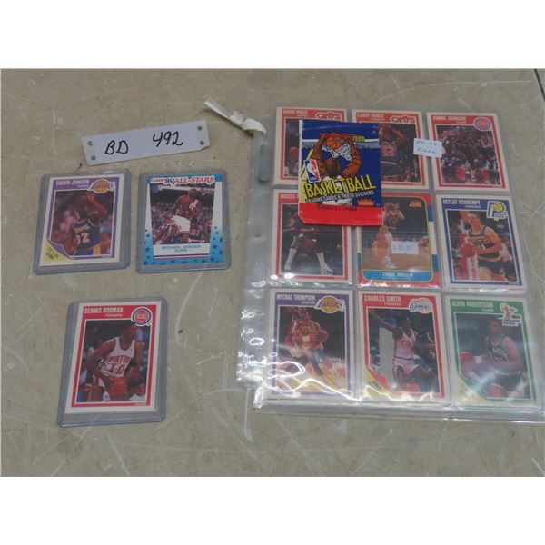Vtg 1989–1990 Fleer NBA Basketball Card Lot Incl Jordan, Magic, Rodman