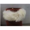 Image 6 : Vtg First Nations Cree Beaded Rabbit Fur Trim Buckskin Moccasins/Mukluks, Soles 10 Inches in Length