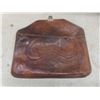 Image 5 : Vtg 1970s Boho Hippie Tooled/Painted Leather Purse w/ Real Fur Change Purse